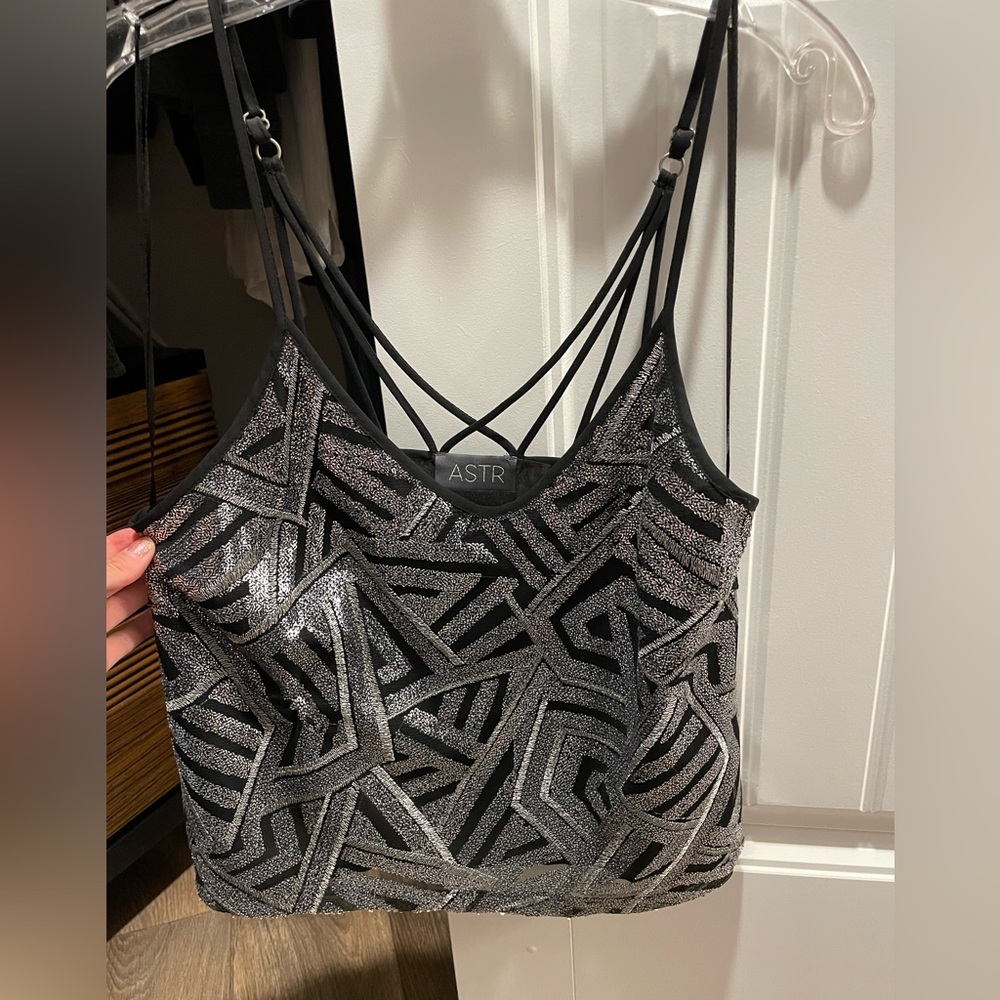 ASTR silver sequin tank top Nordstrom, size small.